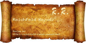 Reichfeld Rezső névjegykártya